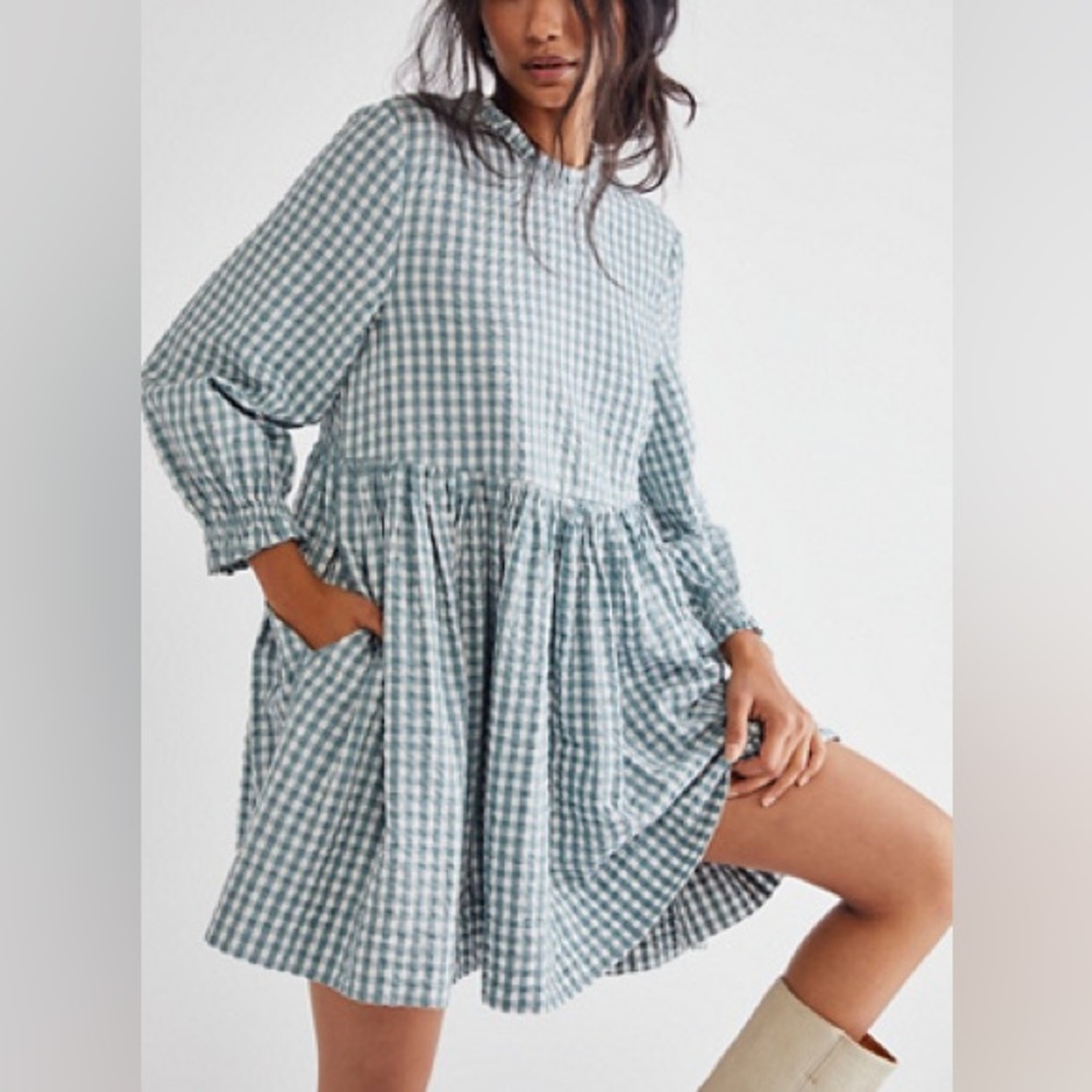 Free People Gingham Living for this Tunic Light Blue and White Checkered- XS